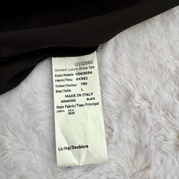 Michael Kors Designer Collection Italian 100%Silk Blouse Top Black SZ Large - Picture 9 of 11